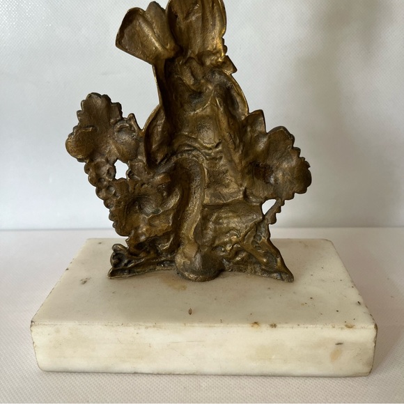 Antique Brass Cherub Baby Candelabra Marble Base Victorian - Picture 6 of 10